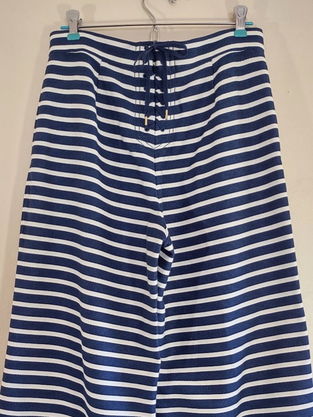 J. Crew Nautical Stripe Sailor Pant Size 4 Wide Leg Coastal Beach Resort - Picture 8 of 12